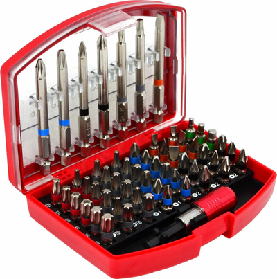Set bitash AWTools AWTOOLS 56 copë, çelik S2, me kuti plastike