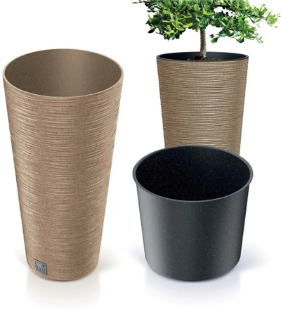 Vazo lulesh FURU SLIM ECO WOOD, 30cm, Naturo