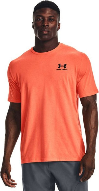 Bluzë sportive Under Armour Sportstyle Left Chest, për burra, madhësia S, portokalli me detaje të zeza