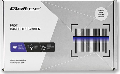 Skaner barkodesh Qoltec 50877, 1D lazer, USB, i bardhë