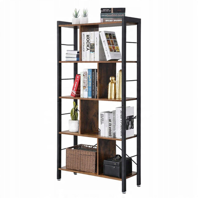 Raft librash Songmics LBC12BX, 5 rafte, metal edhe dru, kafe rustike