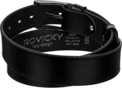 Машки ремен Rovicky, природна кожа, 4cm, црн