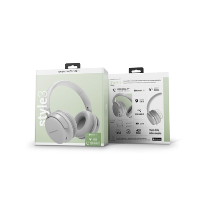 Kufje Bluetooth Energy Sistem Style 3, Over-Ear, bateri 25 orë, ngjyrë gri