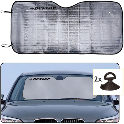 Mbrotjës xhami përpara Dunlop Metallic Sunshade, 150x60cm, argjendtë