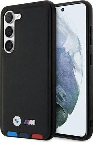 Mbulesë telefoni BMW BMHCS23S22PTDK, lëkurë, për Samsung Galaxy S23, e zezë