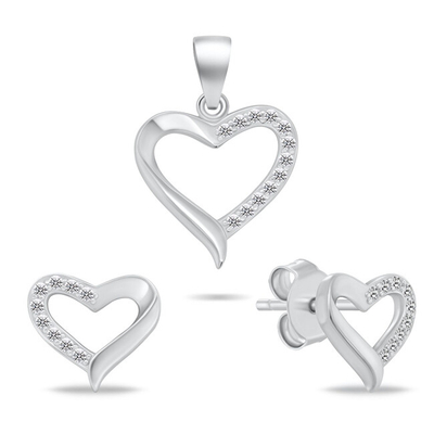 Set Pendant dhe vathë për femra Brilio Silver Heart SET270W, të argjendta