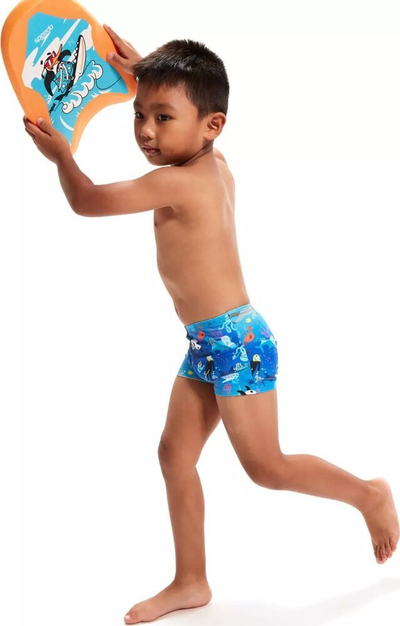 Rroba banje çunash Speedo Infant Learn to Swim Aquashorts, prerje të shkurtëra, print nën ujë, blu me të bardhë