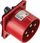 Prizë industriale Pawbol panel-mount, 400V, 32A 5P IP44, e kuqe