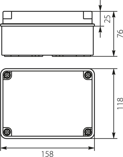 Kuti hermetike sipërfaqësore Elektro-Plast PH-2A.1 28.21, 158 x 118 x 76mm, IP65, gri