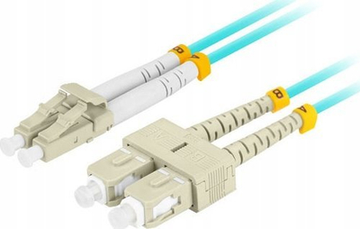 Kabllo fibër optike patchcord MM LC/UPC SC/UPC, duplex 3m, OM3 50/125, ngjyrë aqua