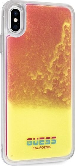 Futrollë Guess Glow in the Dark TPU për iPhone Xs Max, rozë sand me të verdhë