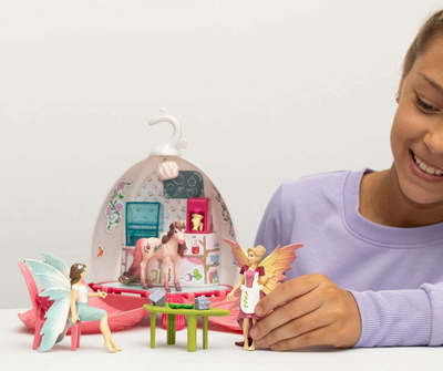 Set lojërash Schleich Bayala Fairy Cafe Blossom 42526, 21 pjesë, me zanë dhe unikorn, rozë