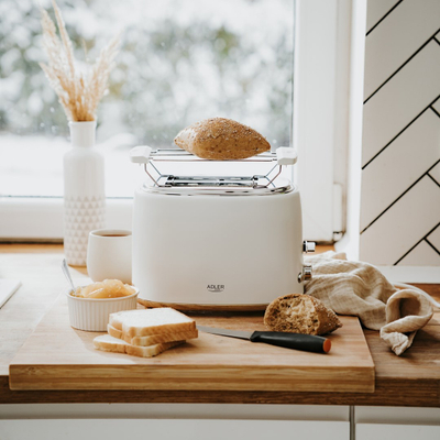 Toster ADLER AD 3225, 2 feta, 800W, funkcioni grill, i bardhë