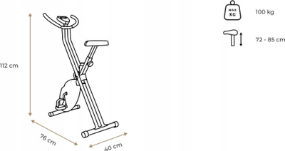 Biçikletë mekanike palosme Spokey Xfit SPK-944474, me ekran LCD, me rezistencë që e rregullon vetë, gri