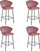 Karrige e lartë bar GATTA High Bar Stool Hoker, set 4 copë, velur, këmbë metalike, rozë e errët