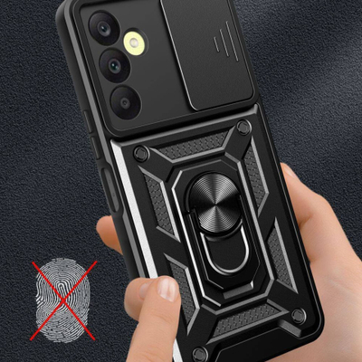 Këllëf telefoni Tech-Protect Camshield Pro për Samsung Galaxy A25 5G, me unazë 360°, mbrojtje kamere, ngjyrë e zezë