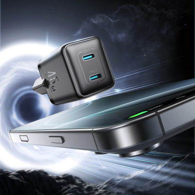 Karikues muri Joyroom Dual USB-C GaN 45W, 2 porta, i zi