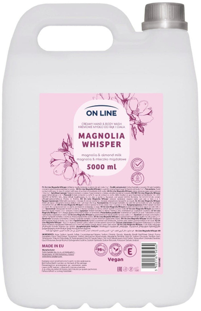 Sapun kremoz për duar dhe trup ON LINE, Magnolia dhe qumësht bajameje, 5000 ml