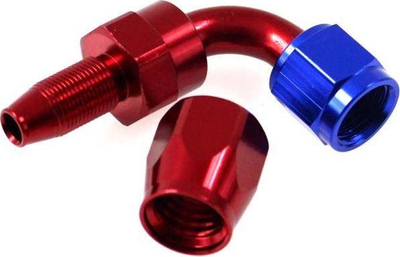 Fiting 90° alumini TurboWorks AN10, krimpuar, për vaj ujë karburant, i zi
