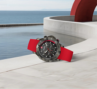 Orë dore burrash Wenger Sea Force Chrono, e kuqe