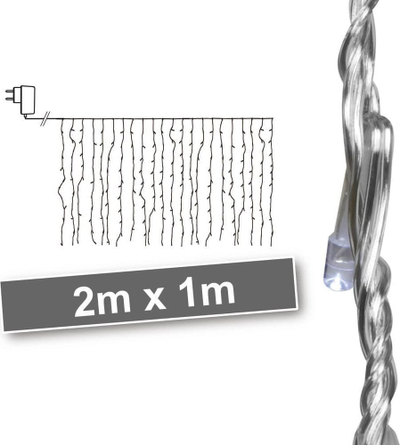 Perde dekorative me drita LED, 2x1m, 220 LED, e bardhë e ftohtë