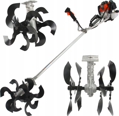 Adapter kultivues DEMON për trimer me benzinë, gjerësi pune 26 cm, bosht 28 mm me 9 dhëmbë, ngjyrë e zezë