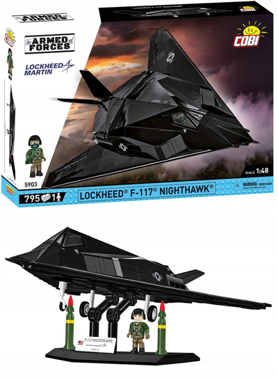 Set lodër ndërtimi Cobi Lockheed F-117 Nighthawk, shkallë 1/48, 795 copa, e zezë