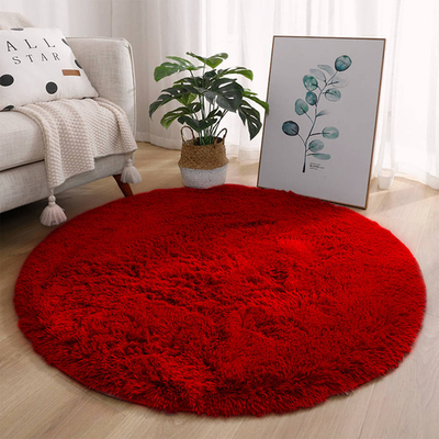 Tapet rrumbullak Strado Shaggy Round, 160 cm, poliestër, i kuq
