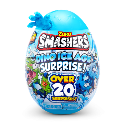 Lodër vezë surprizë ZURU Smashers Dino Ice Age Large Egg, mbi 20 surpriza, set për me ndërtu dinosaur, blu