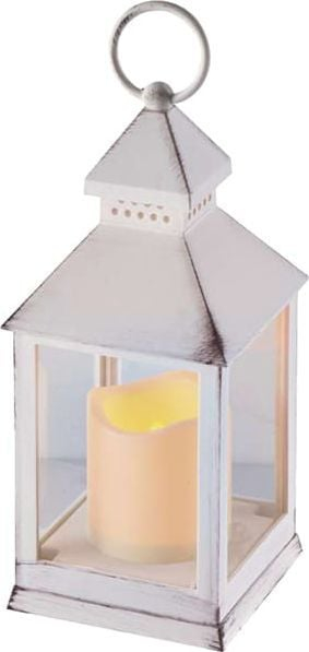 Fanar dekorativ LED EMOS Lantern Antique White, me timer, 3x AAA, i bardhë antik