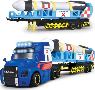Lodër kamion Dickie Space Mission Truck, me raketë 30cm, me drita dhe zë, shumëngjyrësh