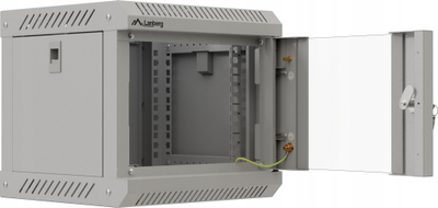 Kabinet rack për mur 10" 4U, 30x30x28.1cm, derë xhami, gri