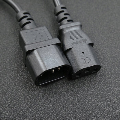 Kabllo zgjatuese energjie Qoltec, IEC C13 C14, 3x0.75mm², 1m, e zezë