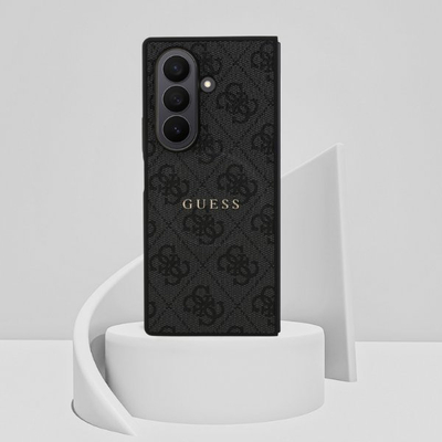 Mbulesë telefoni Guess Hardcase 4G Classic MagSafe për Samsung Galaxy Z Fold7, eko lëkurë, me magnet, e zezë