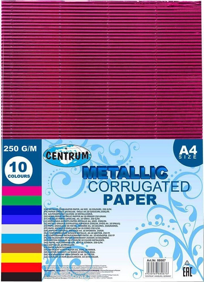 Letër kartoni e valëzuar metallic A4, 10 fletë, ngjyra përzier
