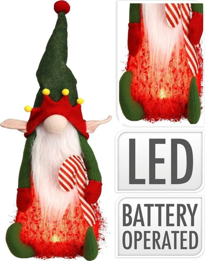 Figurë dekorative Home Styling Collection Plush Elf, LED, 51cm, shumëngjyrëshe