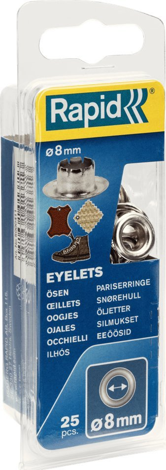 Unaza metalike Rapid Eyelets 8mm, set me 25 copë, çelik
