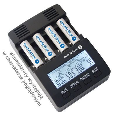 Karikues baterish everActive NC-3000, 4 kanale, LCD, i zi