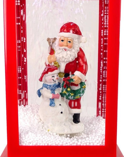 Dekor dritash Krishtlindje me Santa Claus, efekt bore, muzikë, i kuq