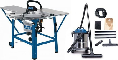 Set sharrë tavoline Scheppach TS310 me pastrues vakum NTS20, 230V, 2.2kW