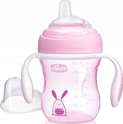 Gotë trajnimi Chicco, 200ml, non spill, rozë