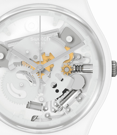 Orë SWATCH Spot Time, e bardhë