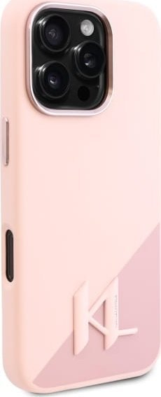 Kapak telefoni Karl Lagerfeld KLHMP16LSCMKMPCP, për iPhone 16 Pro 6.3", hardcase silikoni, rozë me vija