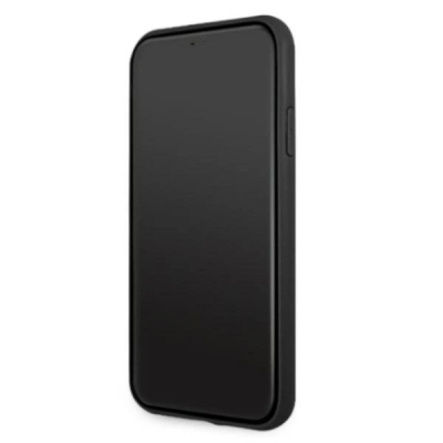 Mbulesë telefoni Mercedes AMG me lëkurë, e stampuar me nxehtësi, për iPhone 11, 6.1", e zezë
