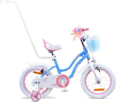 Biçikletë për goca RoyalBaby Star Girl RB14G-1, 14", me rrota ndihmëse, blu