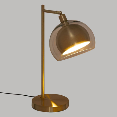Llambë tavoline Atmosphera Rivi Glass, 48cm, metal dhe qelq, ngjyrë ari