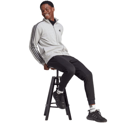 Тренерка adidas Basic 3 Stripes Fleece M IA3073, за мажи, памук полиестер, сива