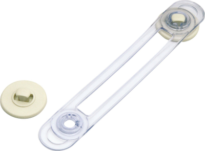 Bllokues sigurie Olympia 98352, plastik edhe silikon, për dollapë edhe frigoriferë, i bardhë transparent