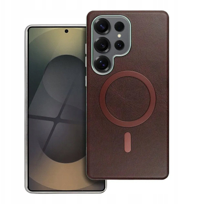 Футрола за телефон OEM Gentleman Mag Cover за Samsung Galaxy A36, компатибилна со MagSafe, кафена