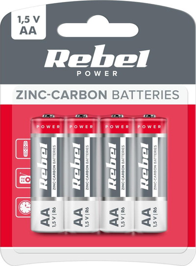 Bateri AA Rebel Greencell R6, 1.5V, paketim 4 copë